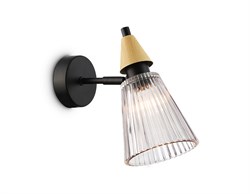 Ambrella Светильник настенный LH58118 BK/LW/SM черный/светлое дерево/дымчатый E14 max 40W 180*110*200 LH58118 - фото 105796