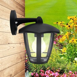 ЭРА Светильник садово-парковый 6гран черный настенный вниз E27 IP44(У1) НБУ 07-40-004 «Дели 3» (8/48 Б0051188 - фото 106046