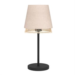 Eglo 43977 Настольная лампа TABLEY, 1X40W (E27), H425, сталь, черный / текстиль, дерево, коричневый 43977 - фото 108072