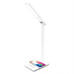 Ambrella Светодиодная настольная лампа с беспроводной зарядкой и USB портом DE581 WH белый LED 2700-6400K 6W DE581 - фото 108547