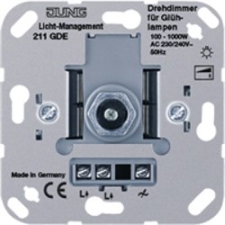 Механизм светорегулятора поворотного 100-1000 Вт. для ламп накаливания и галог.220В Jung A500 Белый 211GDE - фото 11150