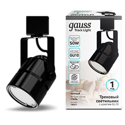 Gauss Светильник трековый цилиндр GU10 220V IP20 60*145мм черный однофазный TR011 - фото 112356