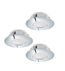 Eglo 95822 Комплект светодиод. встраив. светильников PINEDA, 3х6W(LED), ?78, IP44, пластик, хром 95822 - фото 115794