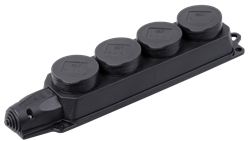 IEK OMEGA РБ34-1-0м Розетка (колодка) четырехместная с защитными крышками PKR64-016-2-K02 - фото 118137