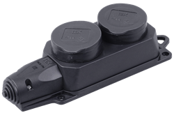 IEK OMEGA РБ32-1-0м Розетка (колодка) двухместная с защитными крышками IP44 PKR62-016-2-K02 - фото 118182