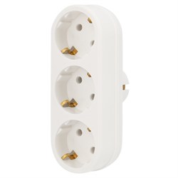 Тройник электрический линейный, 16 А, с заземлением, белый Rexant 11-1079 - фото 118273