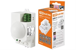 TDM Датчик движения микроволновый ДДМ-01 5,8ГГц 1200Вт, 10-720с, 1-8м, 3+Лк, 120(сбоку)+360(сверху)гр IP20 SQ0324-0015 - фото 118653