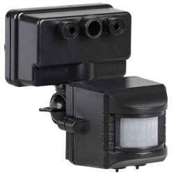 IEK Датчик движения ДД 019 черный, макс. нагрузка 1100Вт, угол обзора 120град., дальность 12м, IP44, LDD13-019-1100-002 - фото 119329