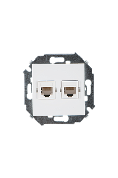 Simon 15 Белая Розетка компьютерная 2-ая RJ45 кат.5е - фото 23433