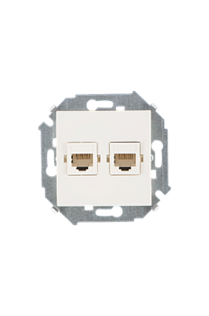Simon 15 Бежевая Розетка компьютерная 2-ая RJ45 кат.5е - фото 23434
