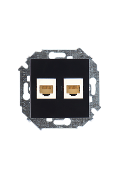 Simon 15 Черная Розетка компьютерная 2-ая RJ45 кат.5е - фото 23495