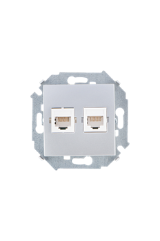 Simon 15 Алюминий Розетка компьютерная 2-ая RJ45 кат.5е - фото 23496