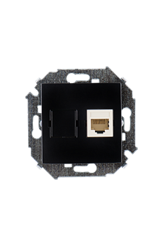 Simon 15 Черная Розетка компьютерная 1-ая RJ45 кат.5е - фото 23497