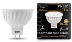 Gauss Лампа MR16 7W 600lm 3000K GU5.3 LED 101505107 - фото 34025