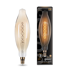 Gauss Лампа Filament BT120 8W 620lm 2400К Е27 golden flexible LED 156802008 - фото 34056