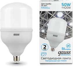 Лампа Gauss Elementary LED T140 E27 50W 4400lm 180-240V 4000K 1/8 - фото 34070