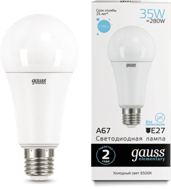 Gauss Лампа Elementary A67 35W 2790lm 6500K E27 LED 70235 - фото 34076