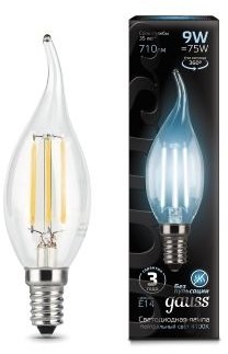 Лампа Gauss LED Filament Candle tailed E14 9W 4100K 1/10/50 - фото 34099