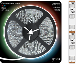 Лента LED 5050/60-SMD 14.4W 12V DC RGB IP66 (блистер 5м) - фото 34557