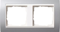 Рамка 2-поста для центральных вставок белого цвета, Gira Event Алюминий - фото 4026