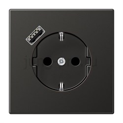 JUNG Антрацит Розетка SCHUKO® с USB-зарядным устройством, тип А термопласт (AL1520-18AAN-L) - фото 41519