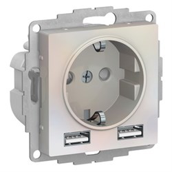 Розетка 220 с 2 USB 2 порта 5B 2,4А ATN000430 Schneider Electric Atlas Design - фото 45151