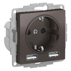 Розетка 220 с 2 USB 2 порта 5B 2,4А ATN000630 Schneider Electric Atlas Design - фото 45287