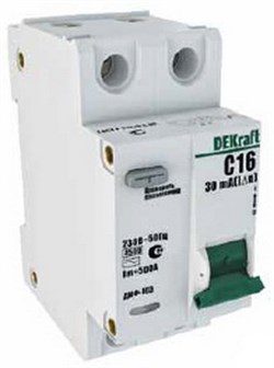 Диф автомат 2 полюсный 6А 30мА тип AC С 4,5k ДИФ103 16011DEK DeKraft - фото 49260