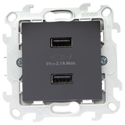 Simon 24 Графит Зарядное устройство 2хUSB 2,4A - фото 62623