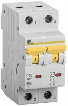 Автоматический выключатель IEK ВА47-60M 10А 2п MVA31-2-010-C, C, 6кА - фото 62973