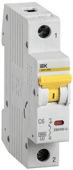 Автоматический выключатель IEK ВА47-60M 6А 1п MVA31-1-006-C, C, 6кА - фото 62976