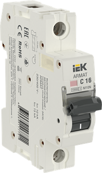 Автоматический выключатель IEK Armat M10N 16А 1п AR-M10N-1-C016, 10кА, C - фото 63003