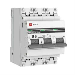 Автоматический выключатель EKF PROxima ВА 47-63 6А 3п mcb4763-3-06D-pro, D, 4.5кА - фото 63591