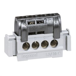 Клеммник Legrand Viking3 IP2X фаза, чёрный 004850, 4х (1.5-16) - фото 67571