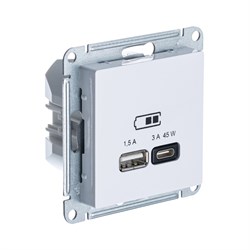 Systeme Electric AtlasDesign Лотос Розетка USB A + тип-C 45Вт высокоскор.заряд. QC, PD, механизм ATN001329 - фото 70707