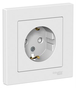 Systeme Electric AtlasDesign Лотос Розетка с/з со шторками, 16А, в сборе ATN001344 - фото 70710