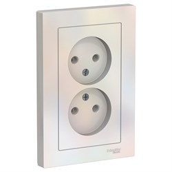 Systeme Electric AtlasDesign жемчуг розетка без заземления, двойная, 16А, в сборе ATN000420 - фото 70751