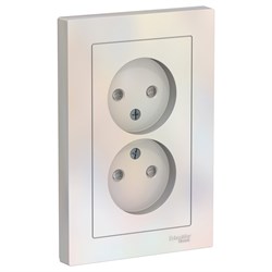 Systeme Electric AtlasDesign жемчуг розетка без заземления, двойная, со шторками,16А, в сборе ATN000422 - фото 70752