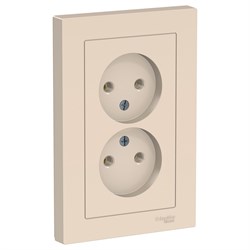 Systeme Electric AtlasDesign бежевый розетка без заземления, двойная, 16А, в сборе ATN000220 - фото 70807
