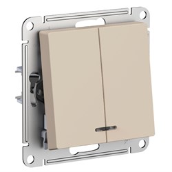 Systeme Electric AtlasDesign песочный выключатель 2-клавишный с подсветкой, сх.5а, 10АХ, механизм ATN001253 - фото 70881