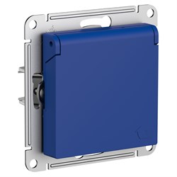 Systeme Electric AtlasDesign аквамарин розетка с заземлением, со шторками с крышкой, 16А, IP20, механизм ATN001146 - фото 70971