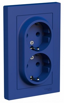 Systeme Electric AtlasDesign аквамарин розетка двойная с заземлением, 16А, в сборе ATN001124 - фото 71007