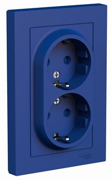 Systeme Electric AtlasDesign аквамарин розетка двойная с заземлением, со шторками, 16А, в сборе ATN001126 - фото 71008