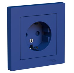 Systeme Electric AtlasDesign аквамарин розетка с заземлением, со шторками, 16А, в сборе ATN001144 - фото 71016