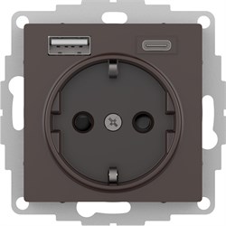 Systeme Electric AtlasDesign мокко розетка 16А с USB A+C (5В/2,4А/3 А, 2х5В/1,5А), мех ATN000632 - фото 71131