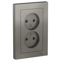 Systeme Electric AtlasDesign сталь розетка без заземления, двойная, 16А, в сборе ATN000920 - фото 71186