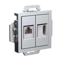 Systeme Electric AtlasDesign алюминий розетка двойная HDMI+RJ45, кат.5Е, механизм ATN000382 - фото 71359
