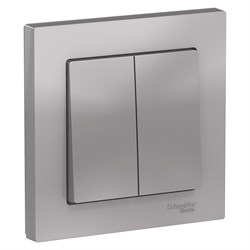 Systeme Electric AtlasDesign алюминий выключатель 2-клавишный сх.5, 10АХ, в сборе ATN000352 - фото 71370