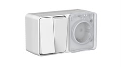 Systeme Electric AtlasDesign Profi54 Наруж Серый Блок: Роз. з/к со шт. 16А, Выкл.2-клав.10А ATN543074 - фото 71614