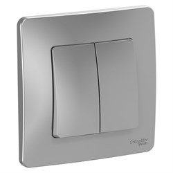 Blanca внутренняя алюминий выключатель 2-клавишный, 10А, 250B BLNVS010503 - фото 72348